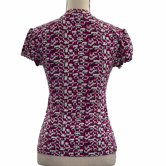 STYLE & Co Ruffled Printed Short Sleeve Blouse P - Picture 3 of 8